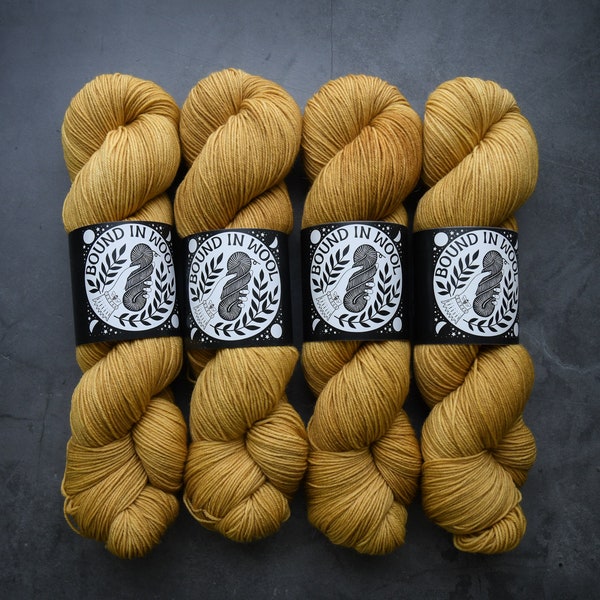 My Favorite Mustard | Hand Dyed Yarn | Fingering - 75/25 Merino Nylon Blend Sock | Bound in Wool