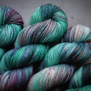 Estuarine Dreams Hand Dyed Yarn Fingering 80/20 Merino Nylon 2-Ply Sock Bound in Wool image 2