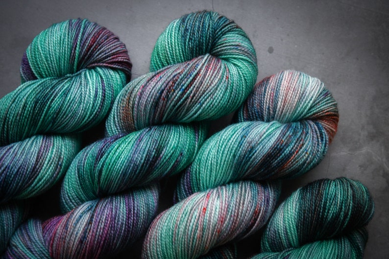 Estuarine Dreams Hand Dyed Yarn Fingering 80/20 Merino Nylon 2-Ply Sock Bound in Wool image 2