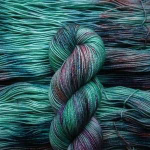 Estuarine Dreams Hand Dyed Yarn Fingering 80/20 Merino Nylon 2-Ply Sock Bound in Wool image 3