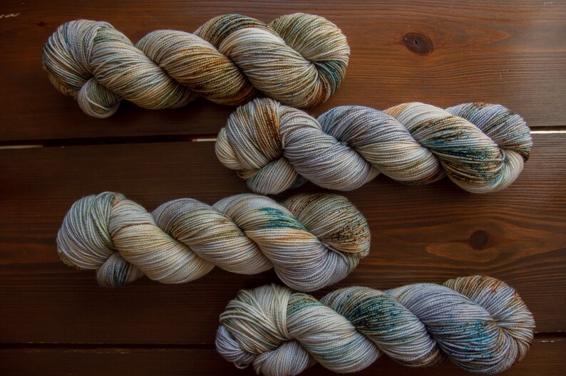 Hand Dyed Yarn Snow in the Pines 8020 Merino Nylon 2-Ply Sock Fingering the good moss