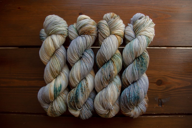 Hand Dyed Yarn Snow in the Pines 8020 Merino Nylon 2-Ply Sock Fingering the good moss