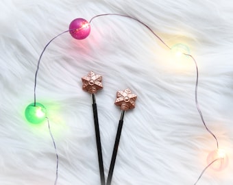 Rosey Snowflake | Knitting Needle Stoppers | Bound in Wool