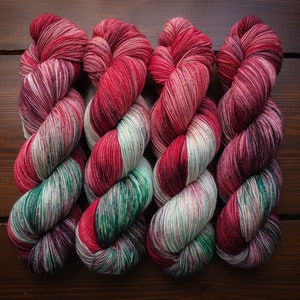 Fun, Old-Fashioned Family Christmas | Hand Dyed Yarn | Fingering - 75/25 Merino Nylon Blend Sock | Bound in Wool