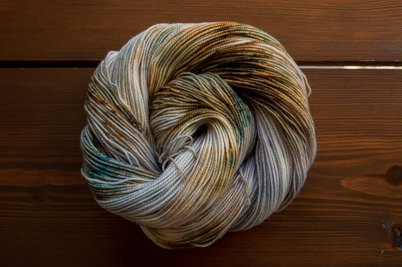 Hand Dyed Yarn Snow in the Pines 8020 Merino Nylon 2-Ply Sock Fingering the good moss