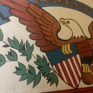 E Pluribus Unum Wood Sign, Hand Painted Bald Eagle Sign, United States Motto, Painted Bald Eagle with Shield image 4