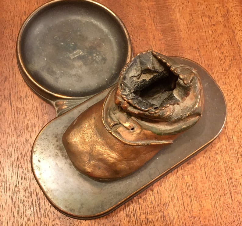 Vintage Bronze Baby Shoe With Attached Ashtray Baby Etsy