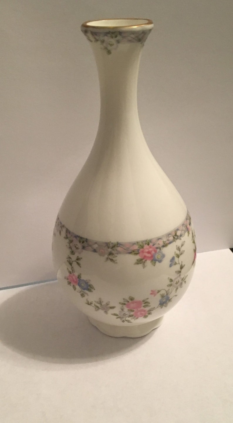 Coalport Bone China Bud Vase Trellis rose Pattern Gold Rim Etsy