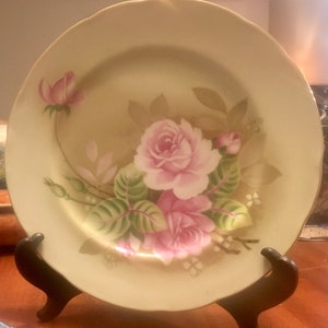 Lefton Decorative Floral Plate, Lefton hand painted Plate, Lefton Gold rim Plate, Japanese Porcelain Plate, 9 Inch Plate, Scalloped image 1