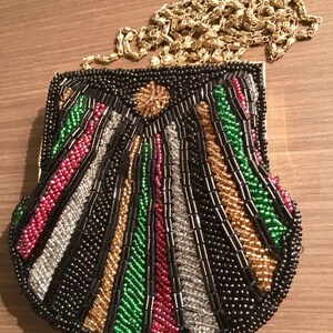 Vintage Hand Beaded Evening Purse, Retro Handbag, Women&#39;s Beaded Pocketbook