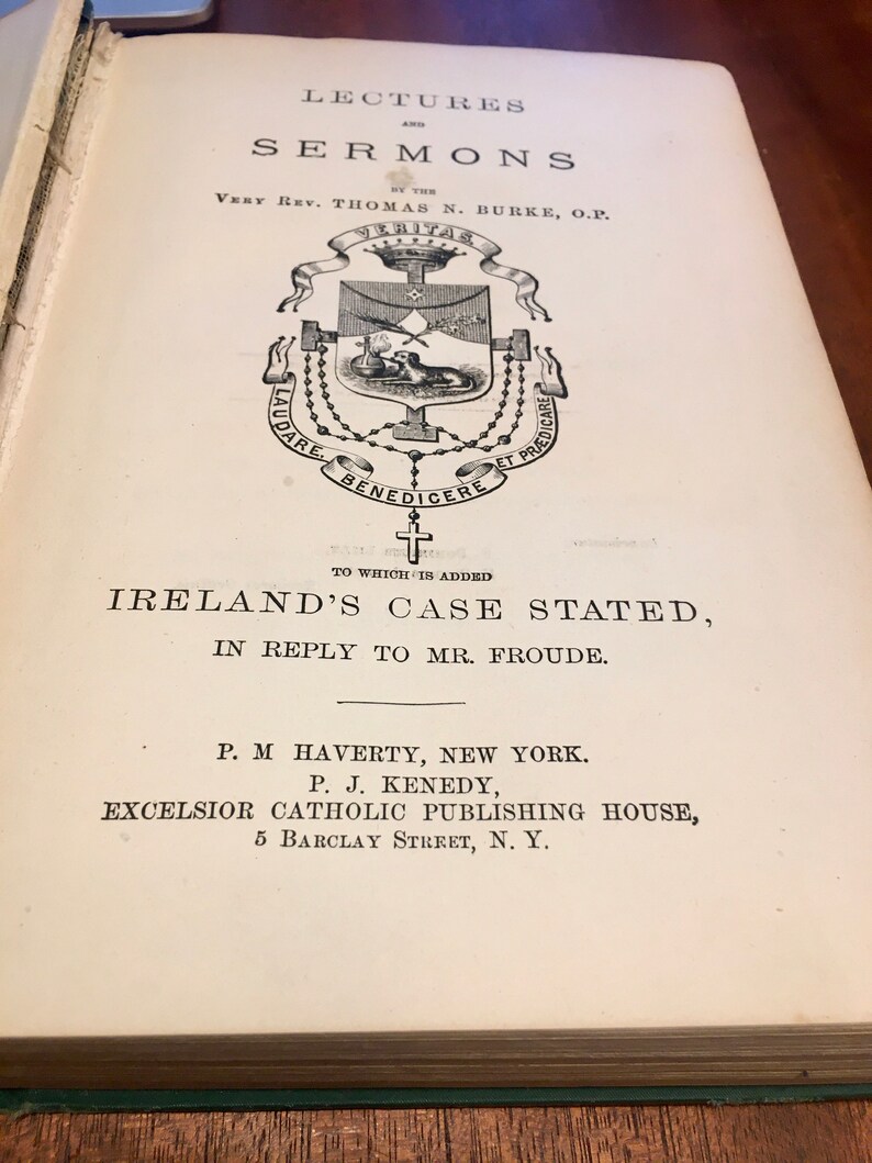 Father Burke's Sermons and Lectures, Antique Religious Book, 1872 Copyright, Great Archbishop of The West, Catholic Church, St Patrick image 3