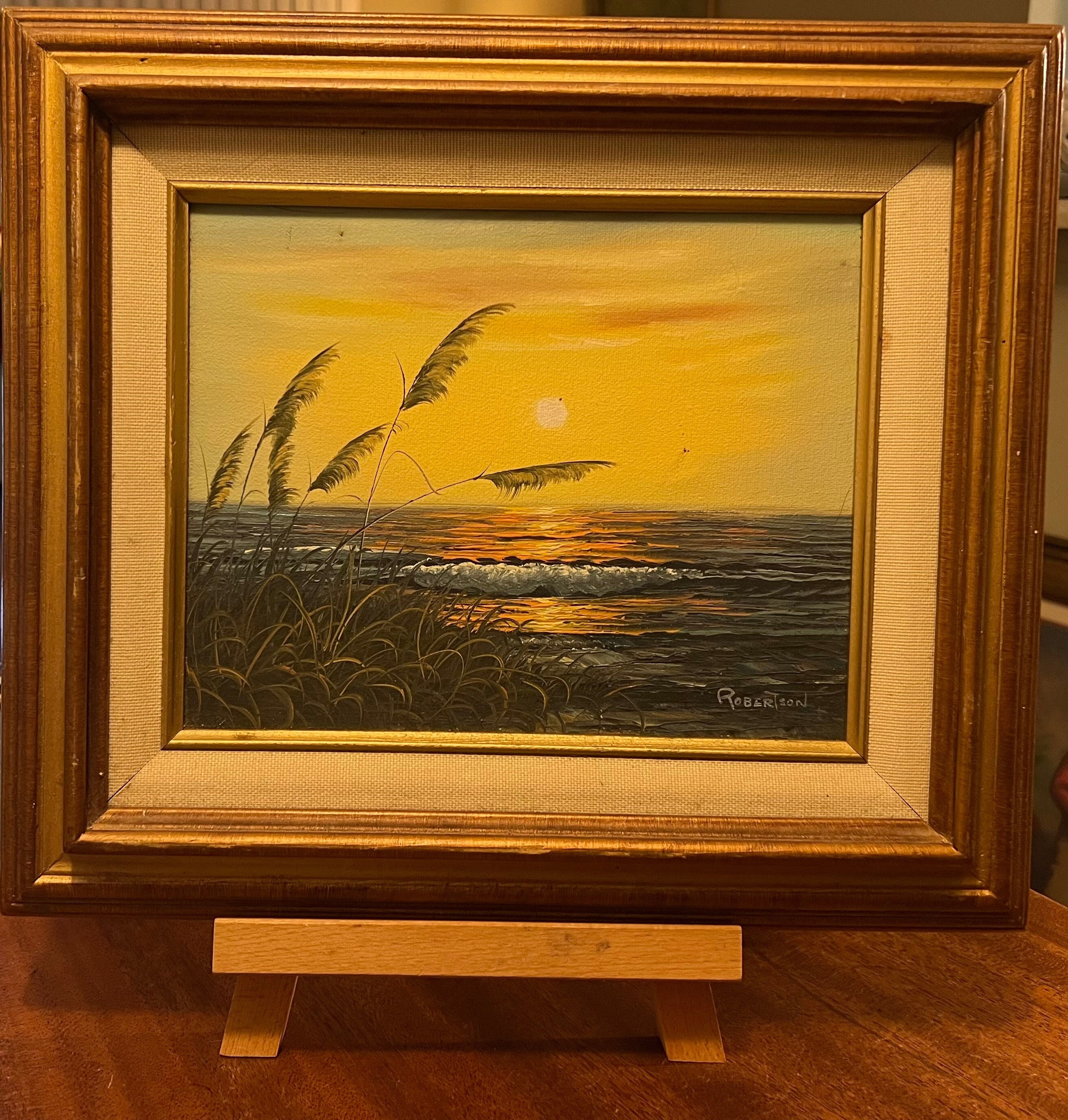 絵画 vascello aereo del plofessor Robertson Vintage Robertson Oil on Canvas Painting, Ocean View, Water