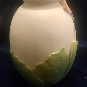 Art Pottery Vase with Dragonfly & Waterlily Design, Water Lilly Vase, Dragonfly Vase, Exotic Vase with Raised Design image 4