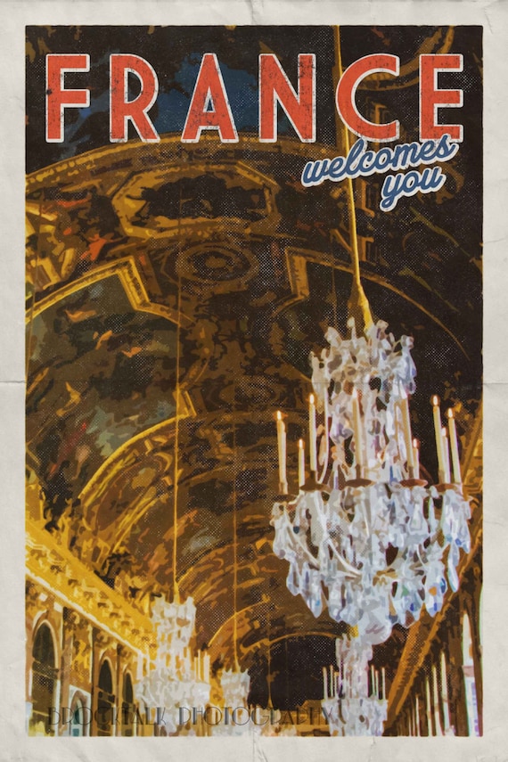 French Travel Poster Art, Vintage Wall Hanging, French Decor, Paris Travel Fine  Print Digital Print 