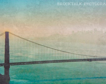 Photo - San Francisco Through Golden Gate Bridge, City, Blue, Green, Nature Photography - Digital