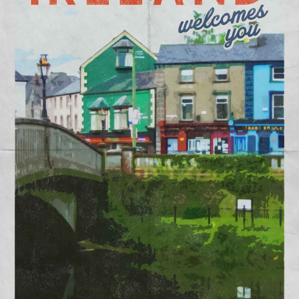 River in Kilkenny Ireland Travel Poster, European Vintage Look Travel Photography, Destinations - Digital