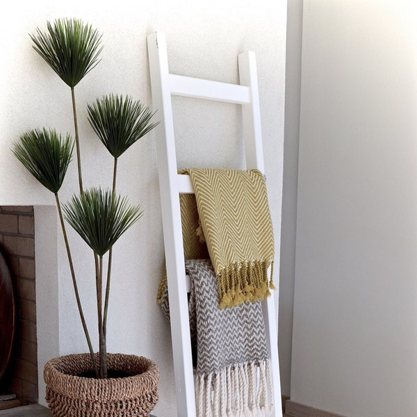 Blanket Ladder | Towel Ladder Quilt Ladder | 6' White Blanket Ladder | Towel Hanger | Living Room Decor | 6 foot Bathroom Ladder Towel Rod