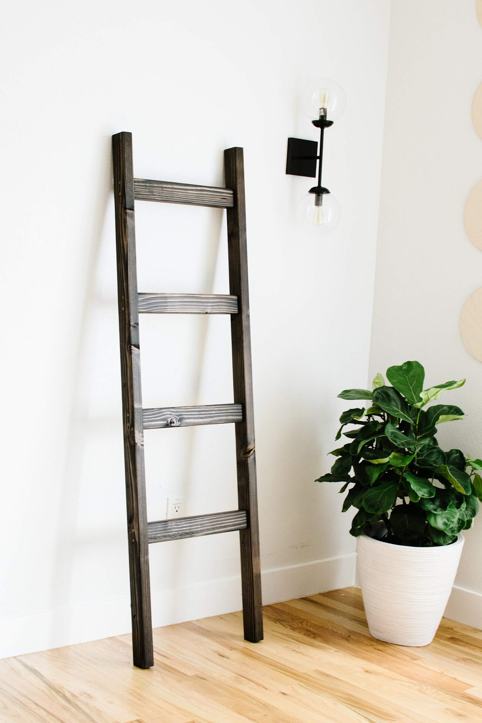 5 ft Modern Blanket Ladder Large Wood Quilt Ladder Ebony Etsy
