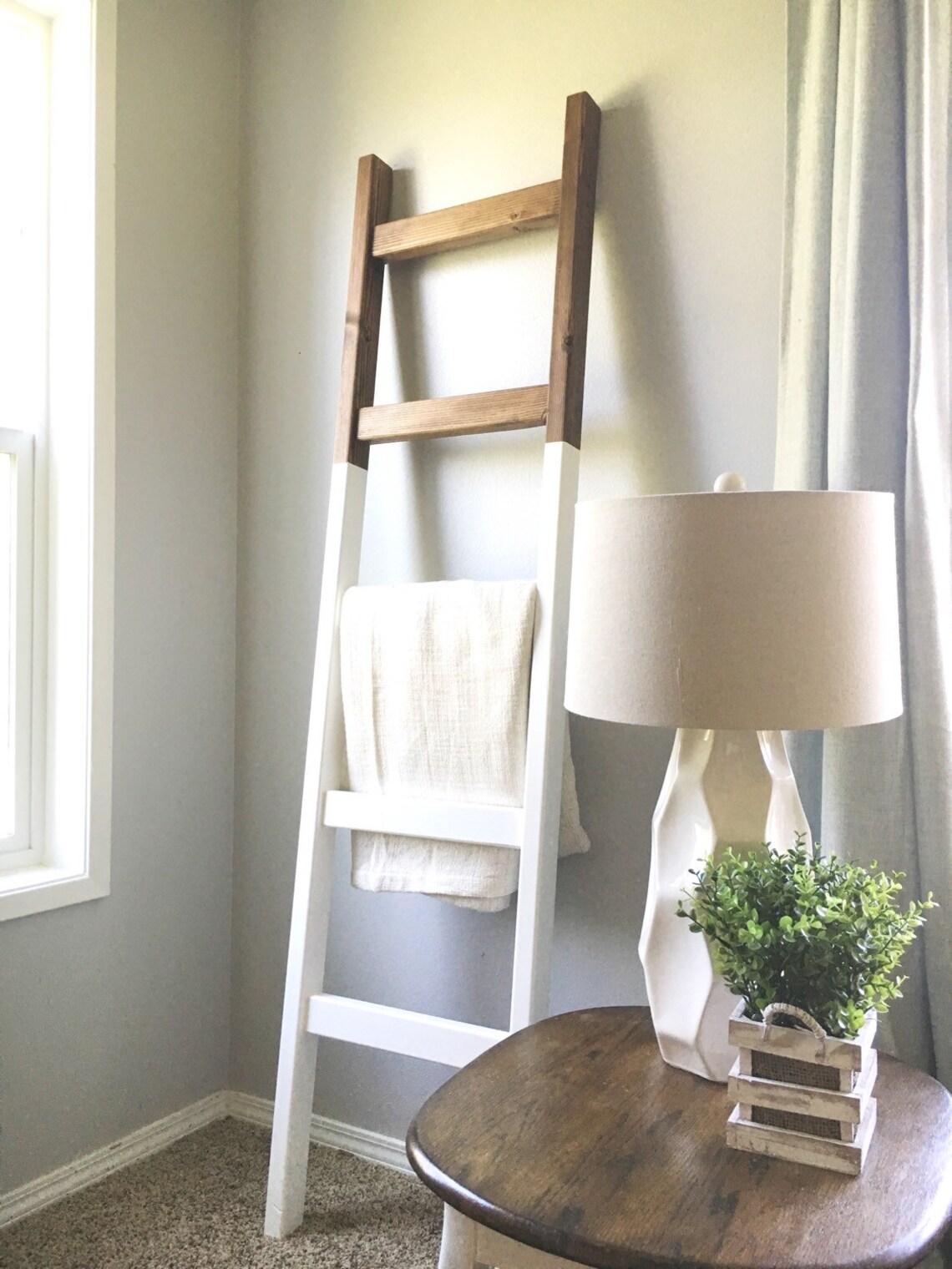 Blanket Ladder Modern Quilt Ladder White Dark Walnut 6 Etsy