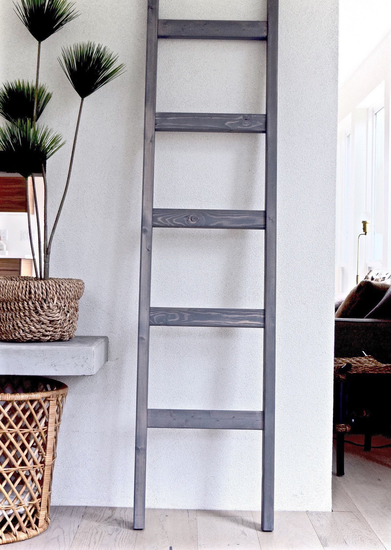 7 ft Blanket Ladder 7 foot Rustic Wood Quilt Ladder Black Etsy