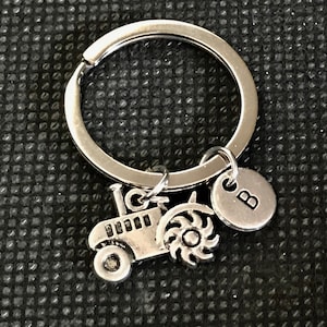 Tractor Keychain Personalized Farm Keychain Tractor Keyring Farmer Keychain Tractor Gift Tractor Charm Dad Keychain