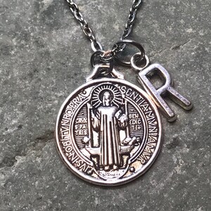 Personalized St. Benedict Catholic Italian Medal St Michael Necklace Catholic Jewelry Holy Cross San Benito Angel of Protection