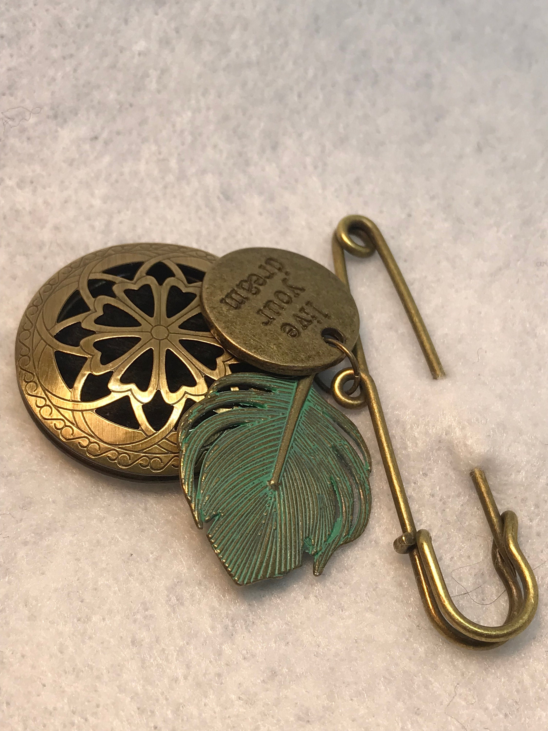 Essential Oil Brooch Pin Diffuser Live Your Dream Perfume - Etsy
