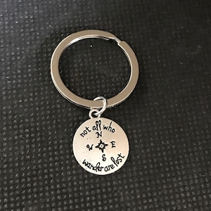 Not all Who Wander Are Lost Keychain Compass Keychain Quote Keychain Travel Wanderer Keychain