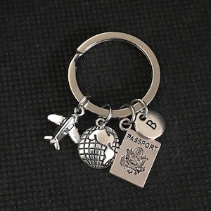 Passport Travel Keychain World Traveler Keyring Tourist Airplane Keychain