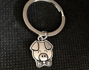 Pig Keychain Animal Keychain Pig Keyring Pig Charm Pig Gift Pig Lover Gift Pig Pendant Hog Keychain Farm Animal Keychain