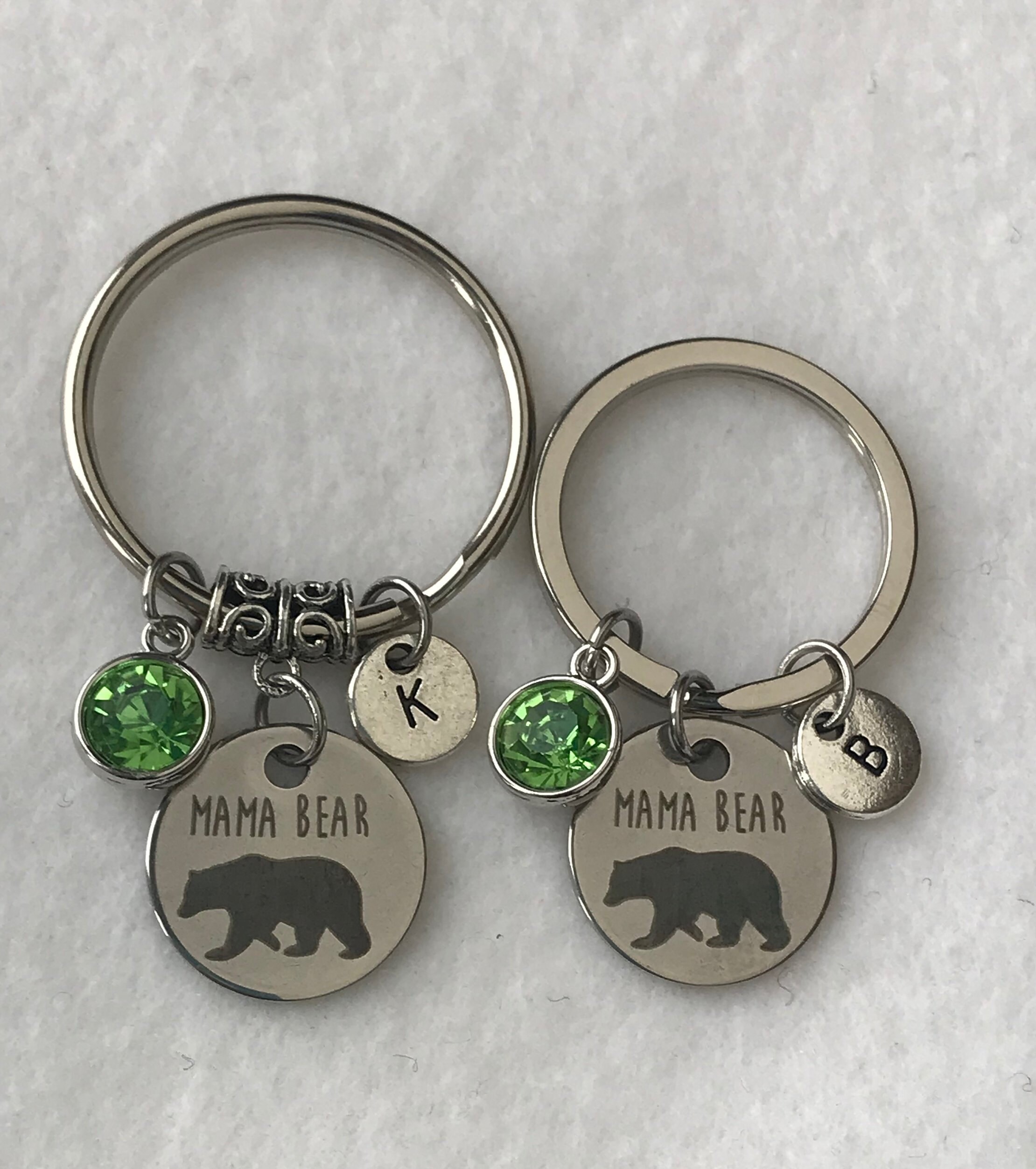 Personalized MAMA BEAR Keychain Black Bear Charm Birthstone - Etsy