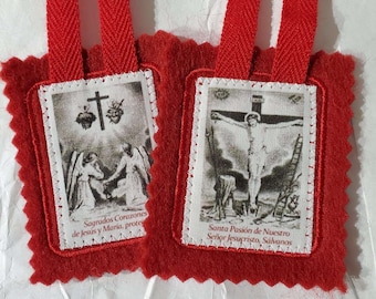 Worsted Wool Straps Red Scapular of the Passion of Christ