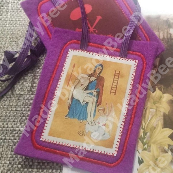 Marie Julie Jahenny Finished Purple Scapular of Blessing & Protection