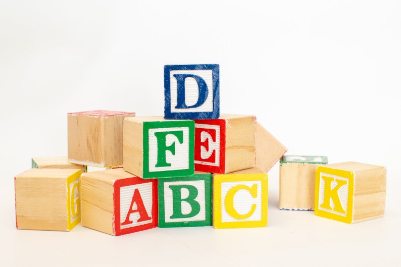 Wooden Alphabet Blocks Toy Wood Abc