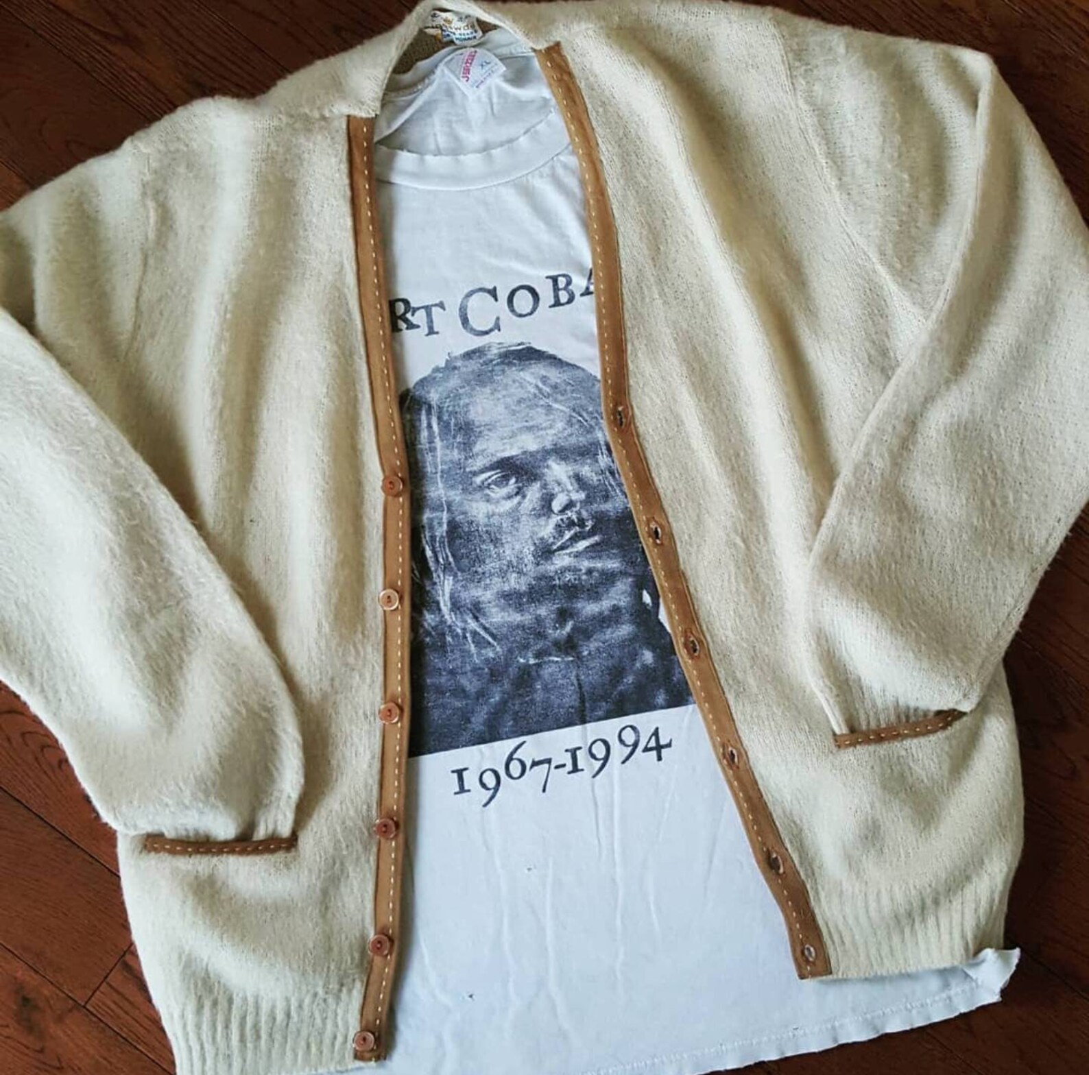 VERY RARE 90s Kurt Cobain Tee White Distressed Kurt Cobain of | Etsy