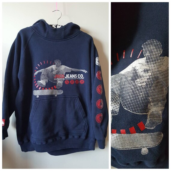 Vintage JNCO Jeans Hoodie, Y2K 2000s Navy Blue Jnc