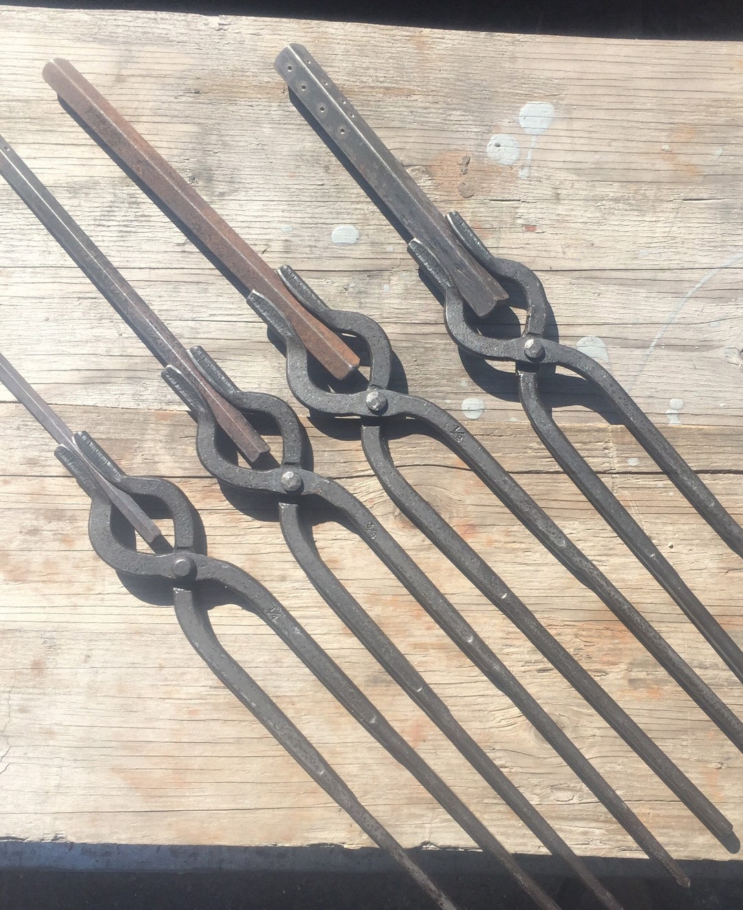 Light Duty Beginner Blacksmith Tong Set 1/4 , 3/8 , 1/2 ,and 5/8 V Bolt