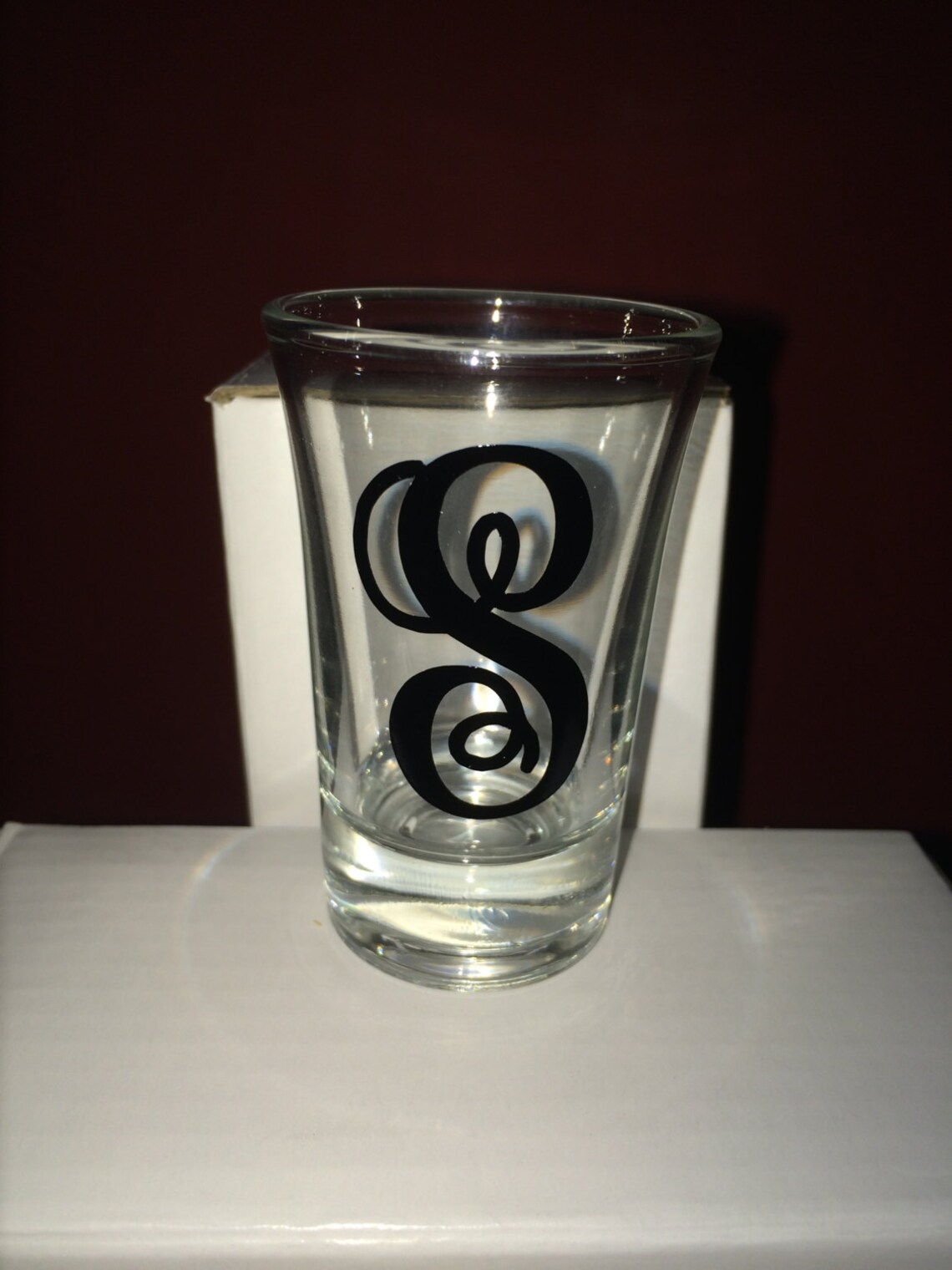 1.5oz Shot Glass Personalized Monogram Vinyl Decal Applied Etsy