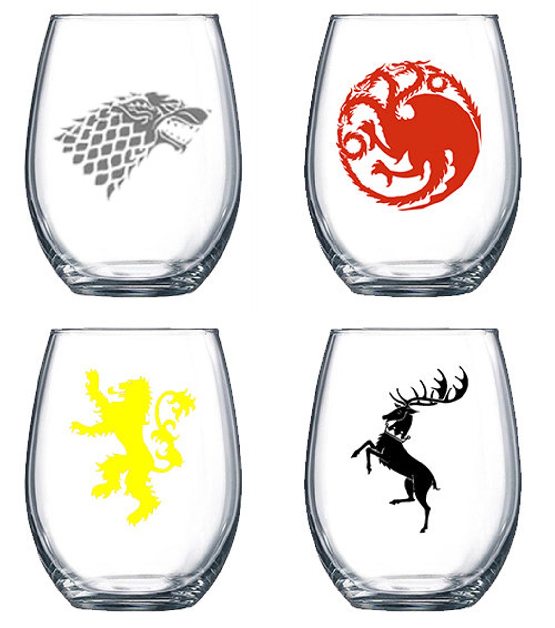 15oz Stemless Wine Glass Game of Thrones Vinyl Decal Etsy