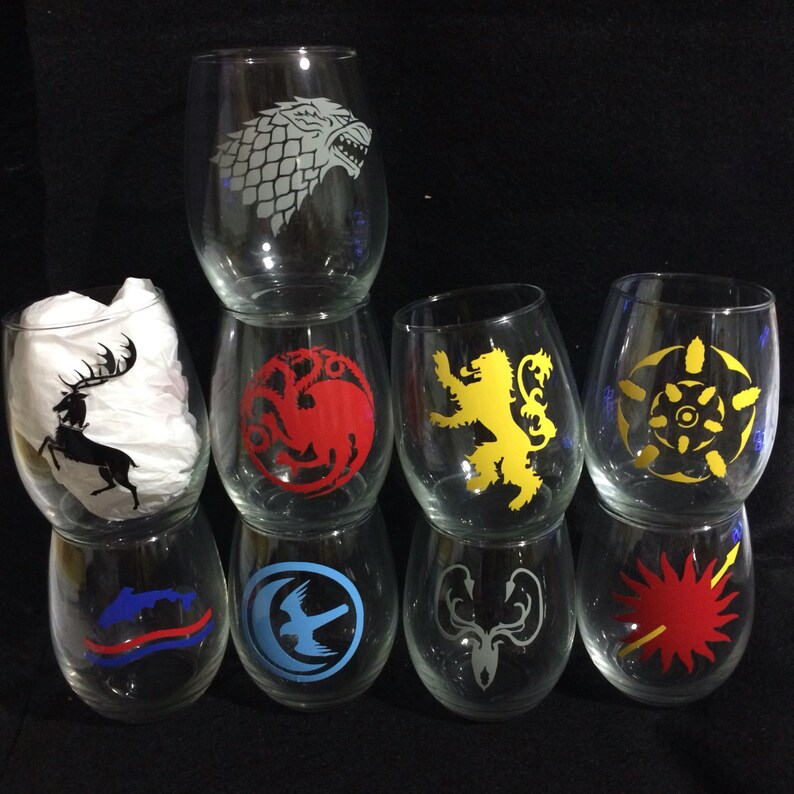 15oz Stemless Wine Glass Game of Thrones Vinyl Decal Etsy