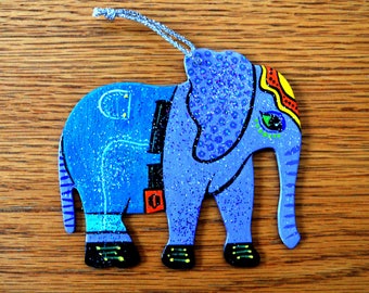 Elephant in Pants Ornament - Hand Painted - One of a Kind