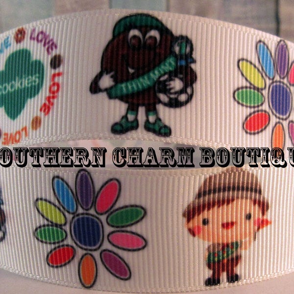 3 yards of 1 " Girl scout grosgrain ribbon daisy petal