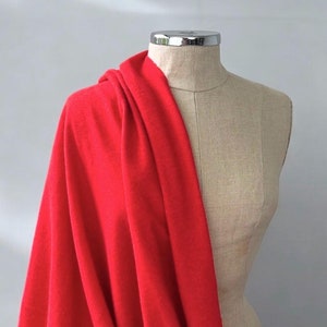 1970s Vintage Wool Knit Fabric 2 Yards, Red Orange Color Single Knit Jersey, 52&quot; wide #7129