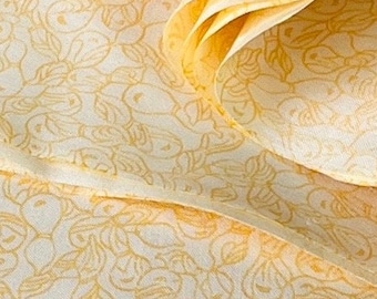 Vintage Japanese Silk Fabric by the Yard Yellow Gourd Print 14 3/8" wide #6032