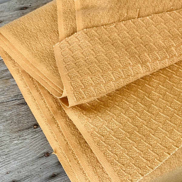 1950s Upholstery & Drapery Fabric by the Yard, Honey, Mustard Yellow Cotton 45" wide #4001