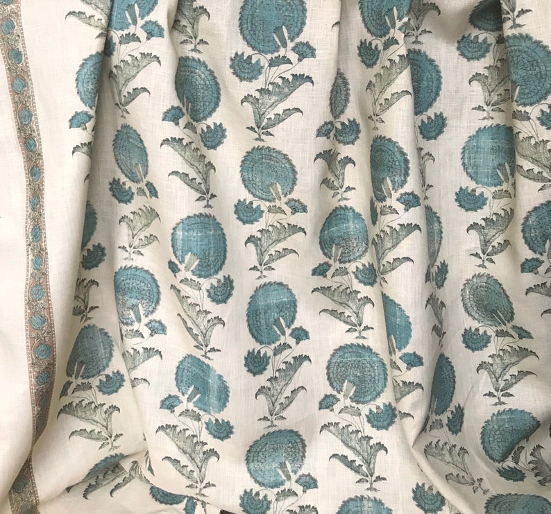 Jasper Fabrics Indian Flower Printed Hemp Upholstery Fabric 56 | Etsy