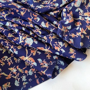 1960s Japanese Silk Kimono Fabric: Hand-Painted Floral Crepe