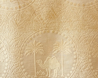 Cut Velvet Cotton Upholstery Fabric Palm Trees, Camels and Rhinos 57" wide #8149