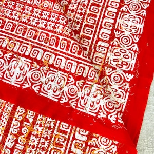 1970s Polynesian Geometric Cotton Fabric 1 7/8 Yards #8411