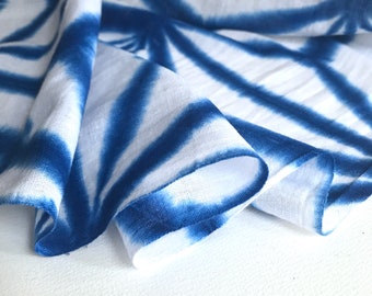 1970s Japanese Itajime Shibori Fabric 1 3/4 Yard Blue White 13" wide Tie Dye Cotton #2996